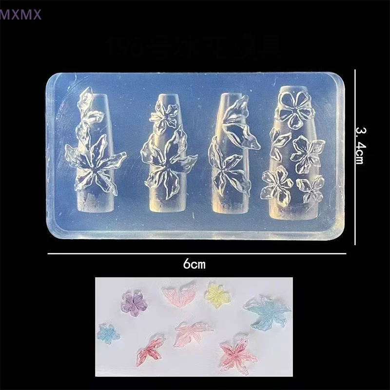 Molde de silicone 3d para arte em unhas, molde de silicone para verão, cristal de gelo, flor de lírio, carimbo, amuletos de unhas, design diy, decorações malicure