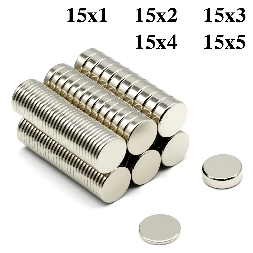 Super Powerful Round Neodymium Magnet NdfeB N35 Strong Permanent Magnetic imanes Refrigerator Magnet  15x1 15x2 15x3 15x5