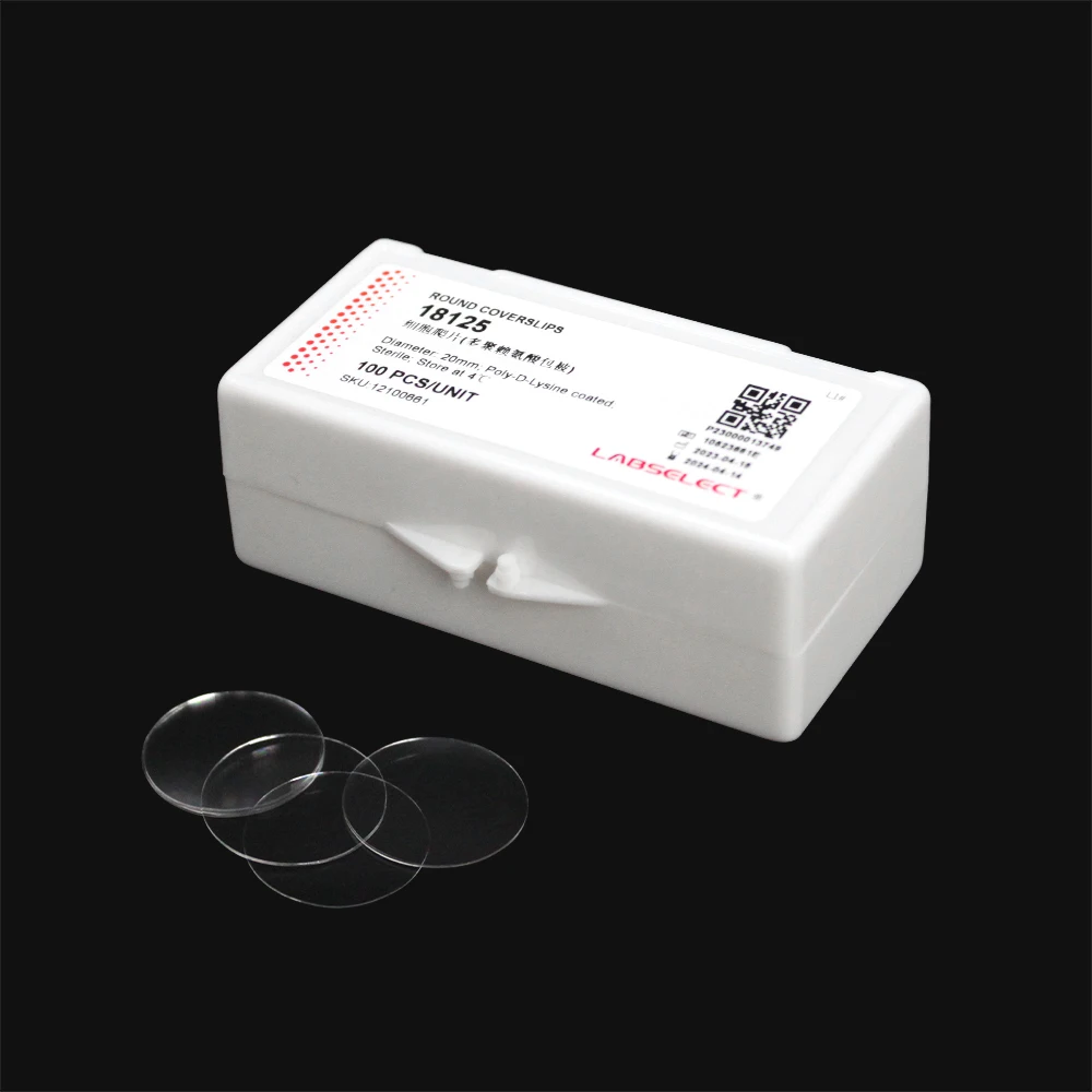 

100pcs LABSELECT Round Coverslips Poly-D-Lysine Coated,Sterile,Store At 4℃ Cell Crawler for 24-well Plates