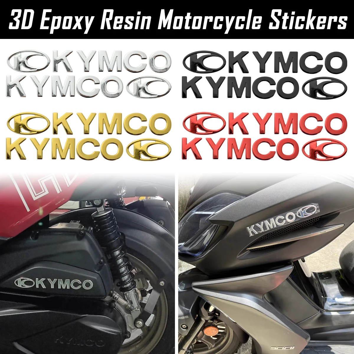 For KYMCO AK 550 Downtown 300i People 250 Agility 50 3D Epoxy Resin Motorcycle Stickers Moto Scooter Body Accessories Decals