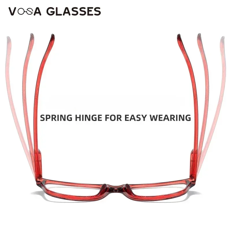 Square Computer Presbyopic Eyeglasses Anti Blue Light Reading Glasses Fashion Women Men Clear Spring Legs Frame Eyewear