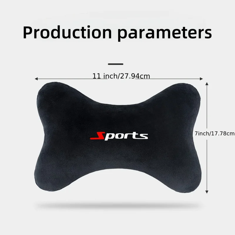 Sports Bone-shaped Car Neck Pillow Soft Plush Car Headrest Cushion Adjustable Straps with Zipper, Removable and Washable Jacket