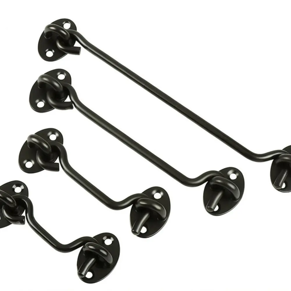 Stainless Steel Cabin Hook Latch Black Window Door Security Hardware Heavy Duty Gate Stopper Silent Holder Accessory
