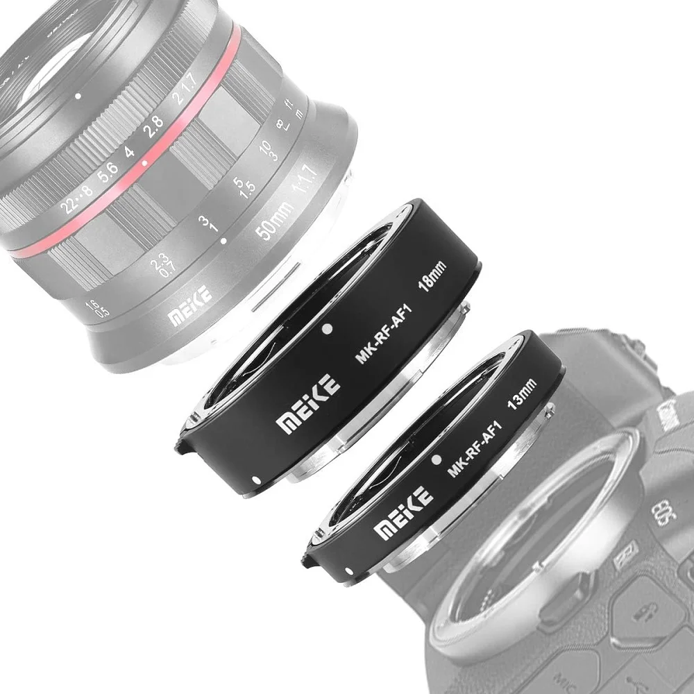Meike MK-RF-AF1 AF Macro Extension Tube Solid Metal Bayonet 13mm +18mm for Canon RF-Mount R10 R8 R7 R6 C70 R RP R3 R5 RED Komodo