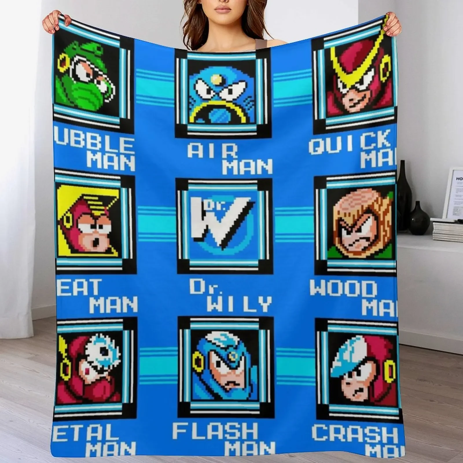 

Megaman 2 Level Screen Throw Blanket Retros Designers Quilt funny gift Blankets