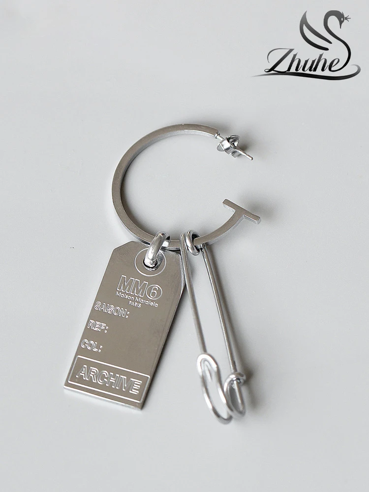 

ZHUHE Label Keychain Earrings Hip Hop Rock For Men And Women Copper Alloy Jewelry Party Gifts