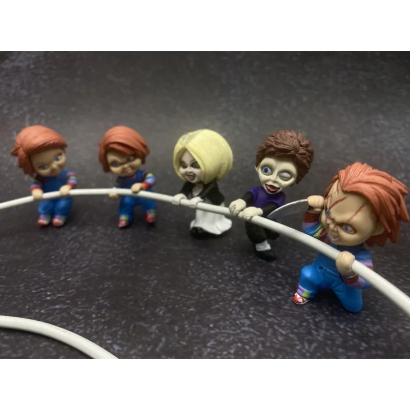 Original MIni Chucky Anime Cartoon Horror Bride Figure Keychain Pendant Collect Movie Film Model Toy Halloween Gift for Adult