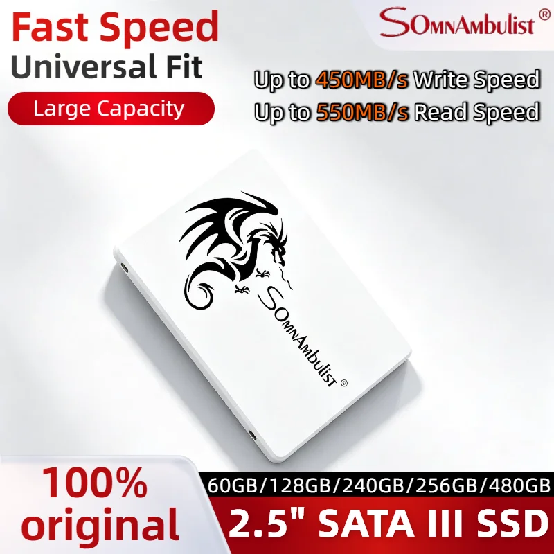 SomnAmbulist for Laptop Desktop 2.5 Inch SSD SATA3 Internal 60GB 120GB 128GB 240GB 256GB 480GB 512GB Solid State Drive