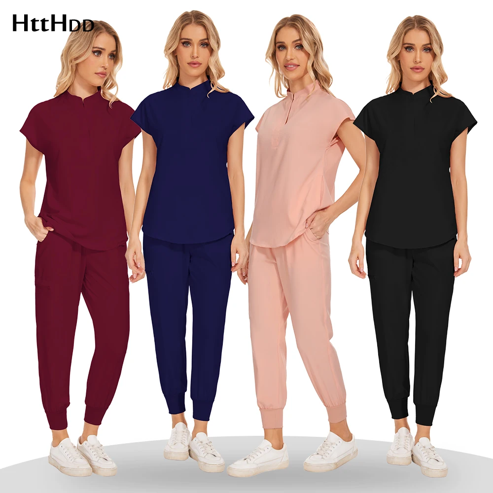 

Hot Sale Doctor Uniforms Medical Nursing Scrubs Uniform Clinic Scrub Set Short Sleeve Top Pants Uniform Nurse Surgical Gown Soft