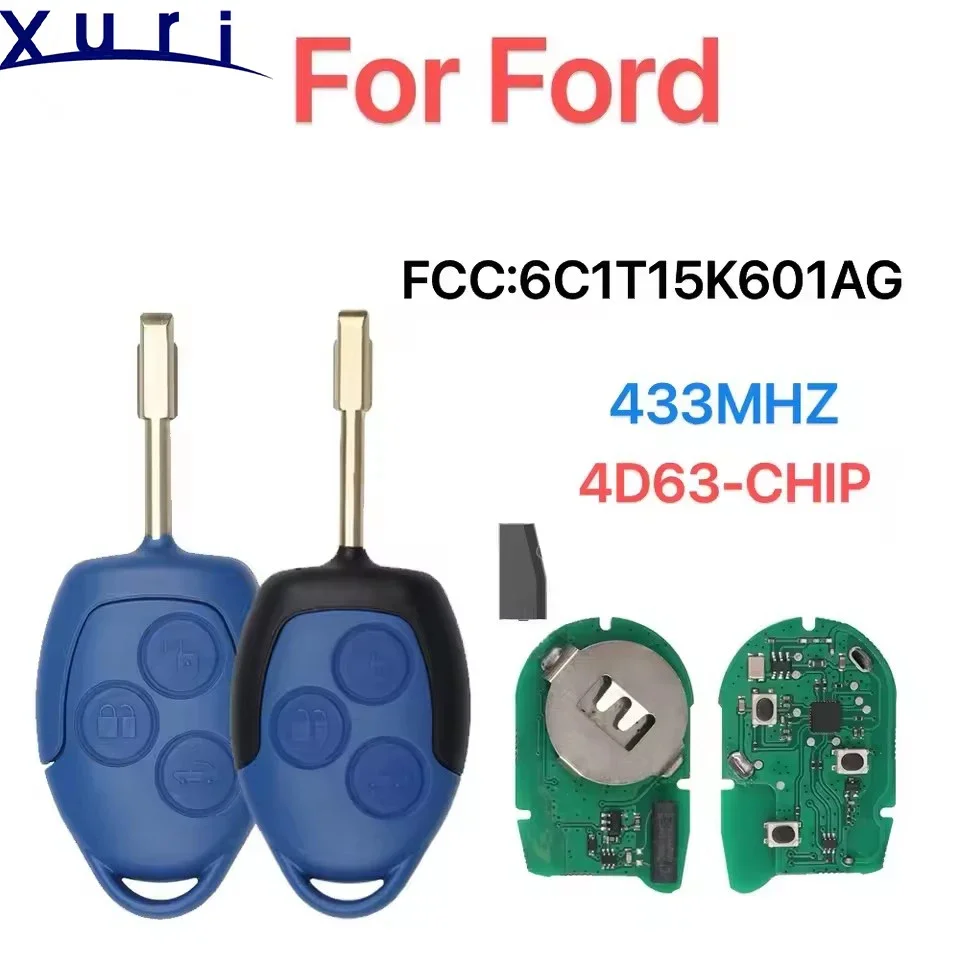 

Xuri Blue Remote key For Ford Transit WM VM 2006-2014 FCC:6C1T15K601AG 6CIT15K601 433MHZ ID:4D63-CHIP.