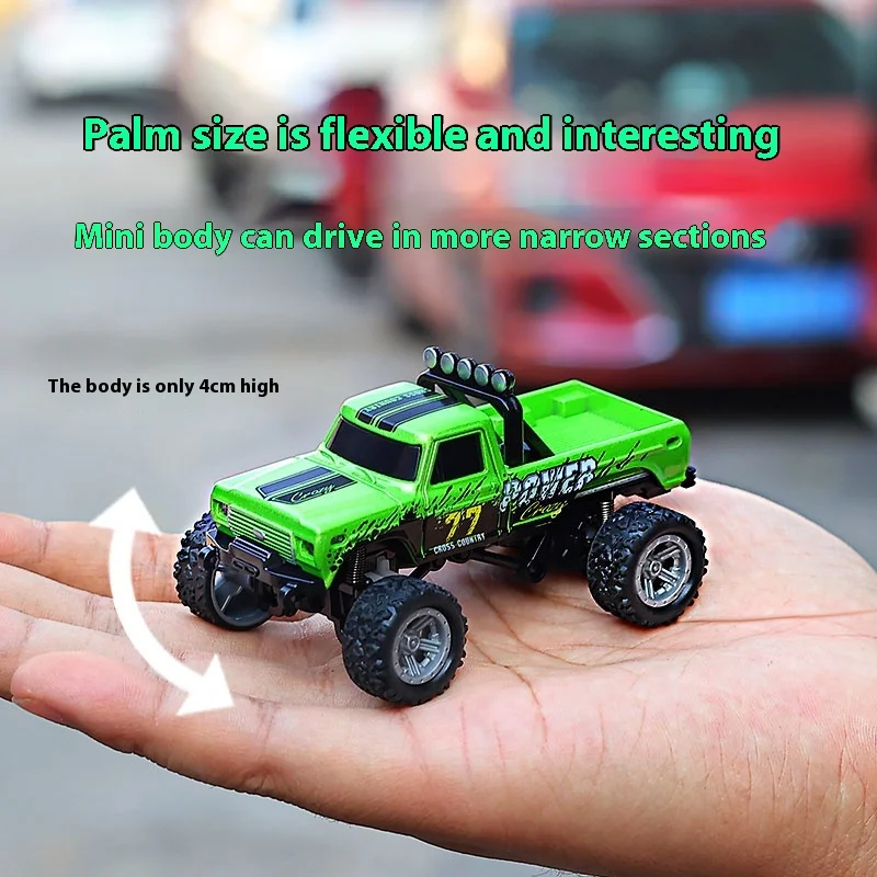 1:64 Speed ​​Mini Off-Road Remote Control Car Alloy Cool Lighting Shock Absorption Children's Desktop Competition Toy Small Gift