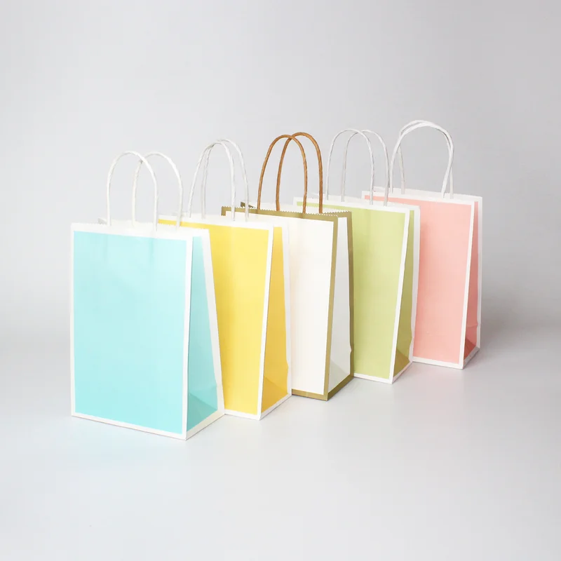 10/30/50pcs/lot Small Gift Bag Baking Bag Takeaway Paper Bag Shopping Clothing Bag Kraft Paper Bag with handle