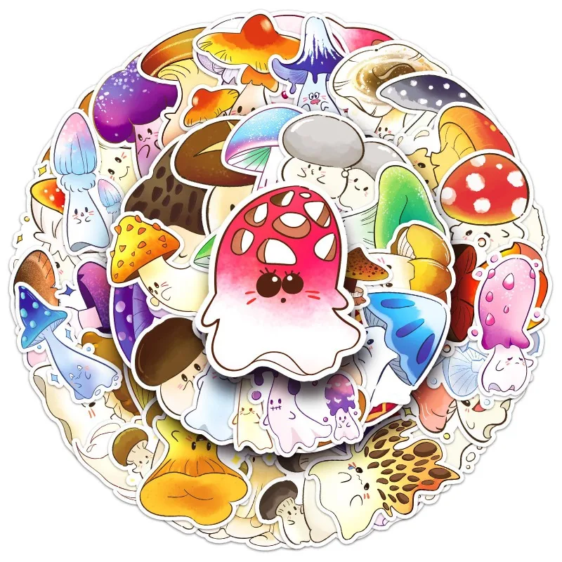 10/51Pcs Cartoon Colorful Ghost Mushroom Graffiti Stickers Cute Water Bottles Phone Case Bike Waterproof Decoration Kids Toy