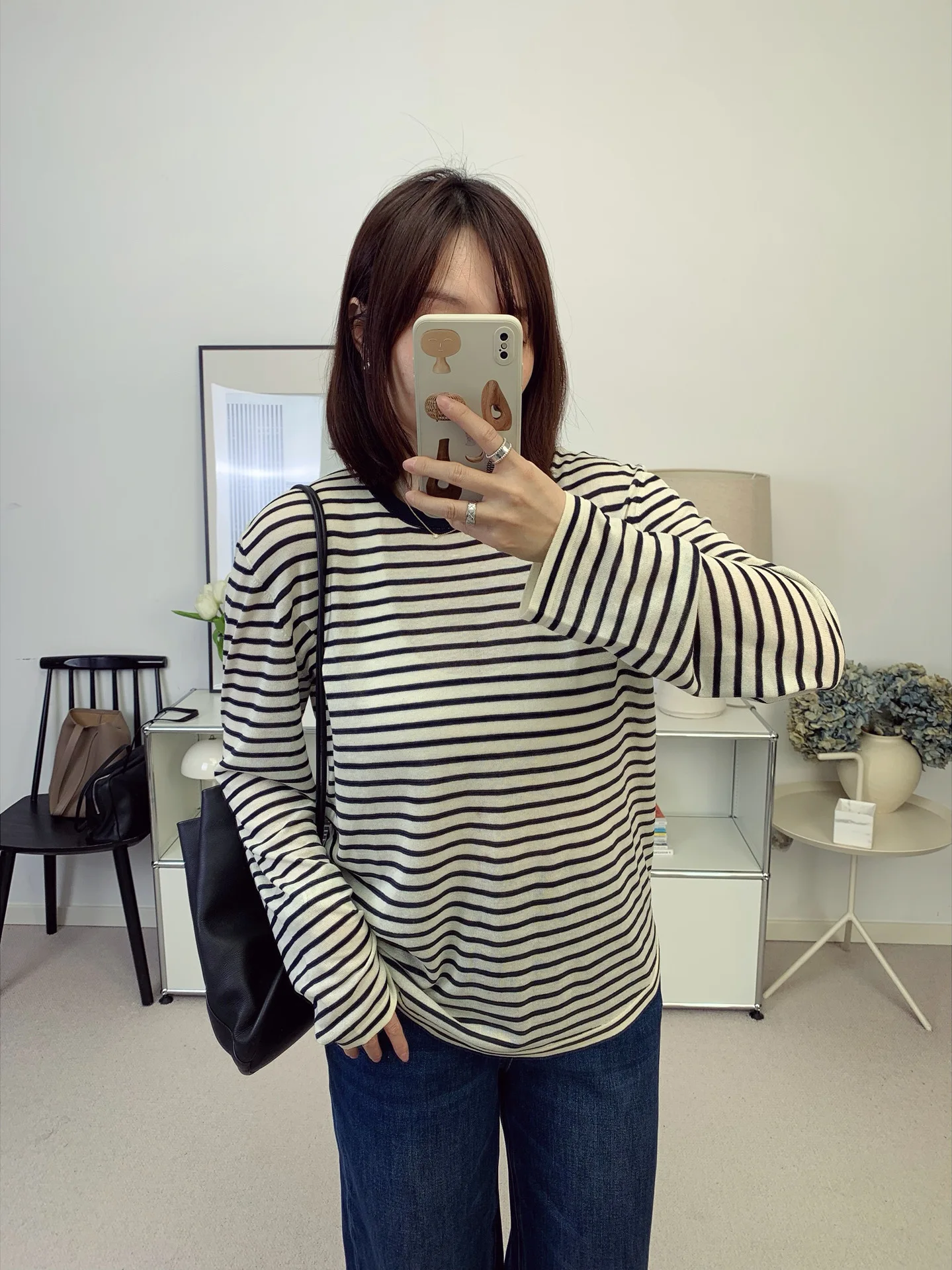 

Повседневная женская футболка с длинным рукавом из трикотажного льна в полоску, простая, модная, дышащая, легкая, с круглым вырезом