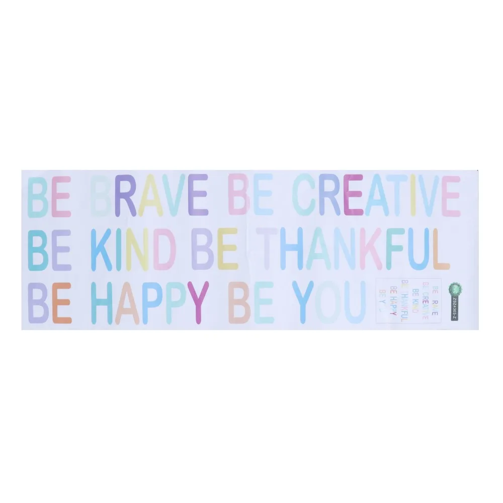 PVC Wall Sticker Decal Waterproof Material Colorful Inspirational Wall Art Pre-Cut Letters Self-Adhesive Backing
