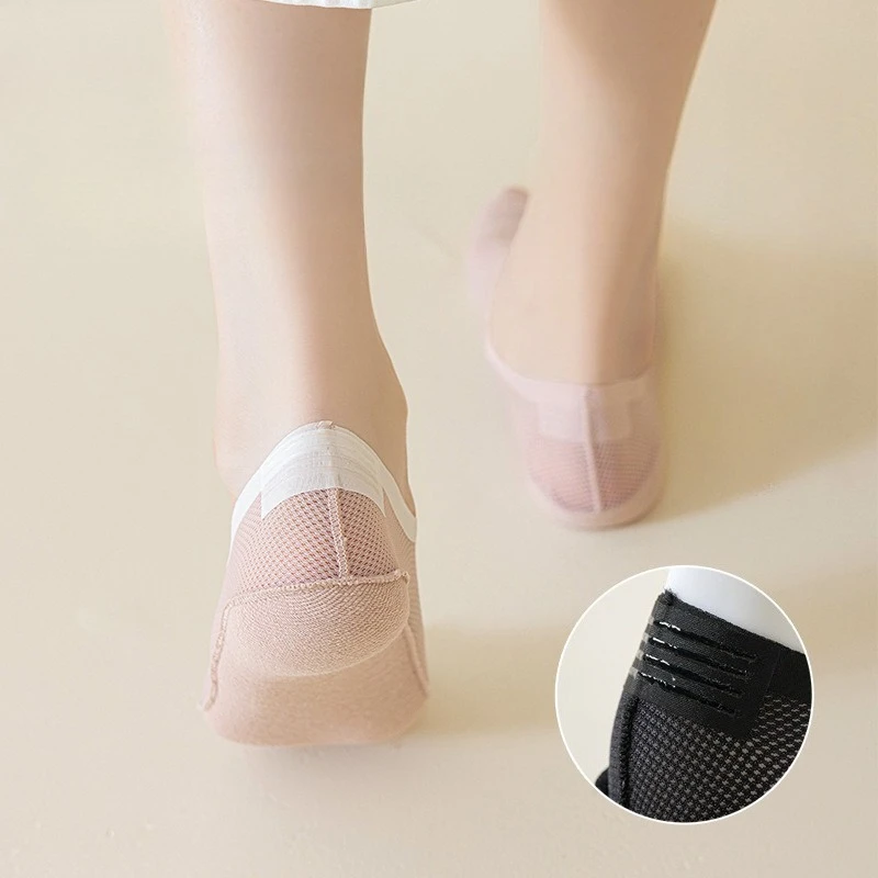 中空メッシュ薄型通気性靴下スリッパシリコーンノンスリップローカットボートソックス女性ファッション夏目に見えないノーショーソックス