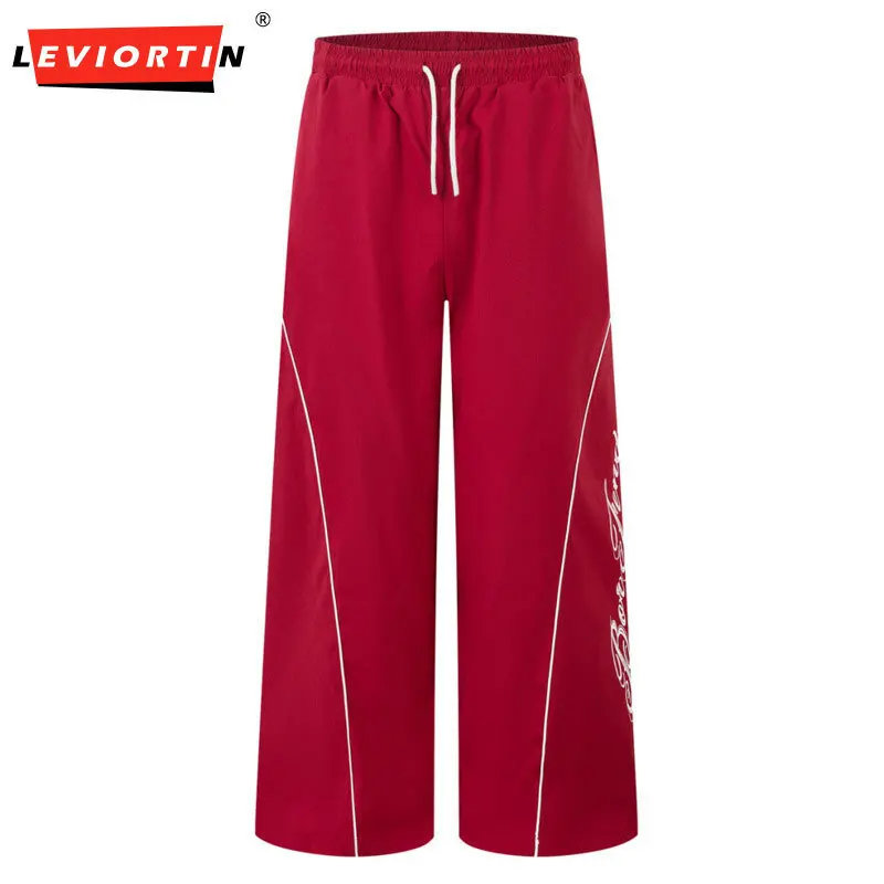 

Мужские уличные свободные широкие прямые брюки в горном стиле, уличные модные спортивные повседневные брюки с буквенным принтом в американском стиле