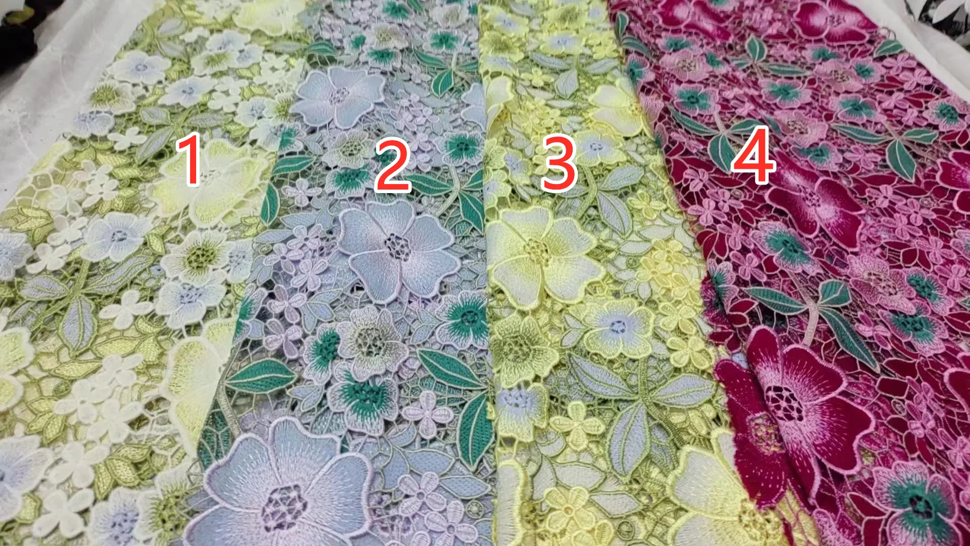 2024 Colorful water-soluble lace Fabric/High quality Thread Embroiered Africa water-soluble For Ladies skirt/Dress /Party Design