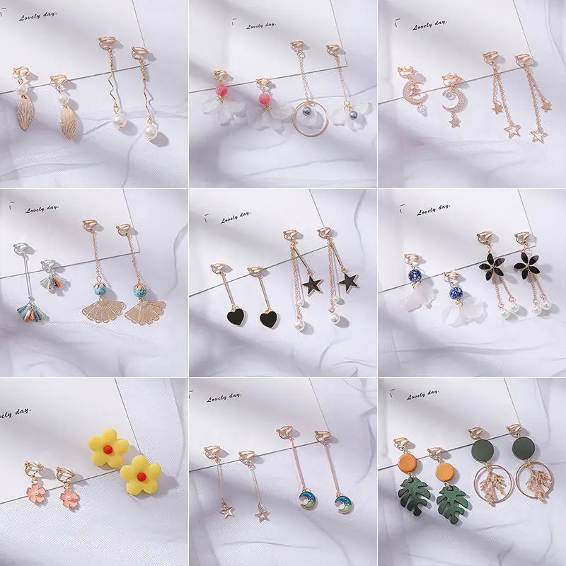 Natural Pearl Ear Clip Without Ear Hole New Korean Version Advanced Retro Ear Bone Clip Asymmetric Earrings for Women 2023 Trend