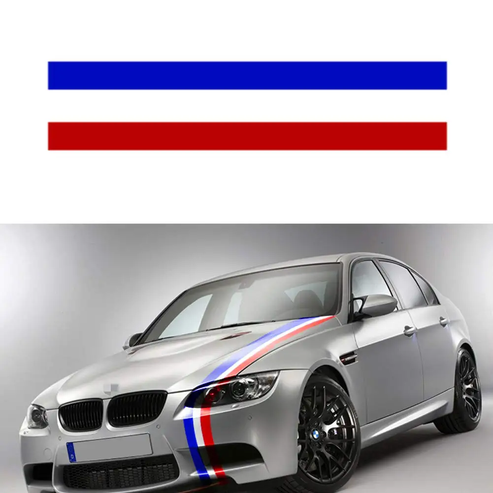 1 pc/lot 1M* 15CM M-Colored Germany Italy French Flag Striped Car Hood Vinyl Sticker Body Decal For BMW M3 M5 M6 E46 E92 Series