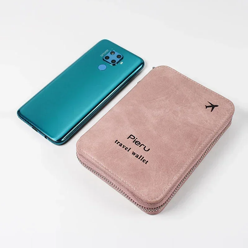 Multifunctional Anti-Theft Brush Passport Holder Bag Travel Wallet Travel Wallet Zipper Storage Bag Leather Case Passport Holder