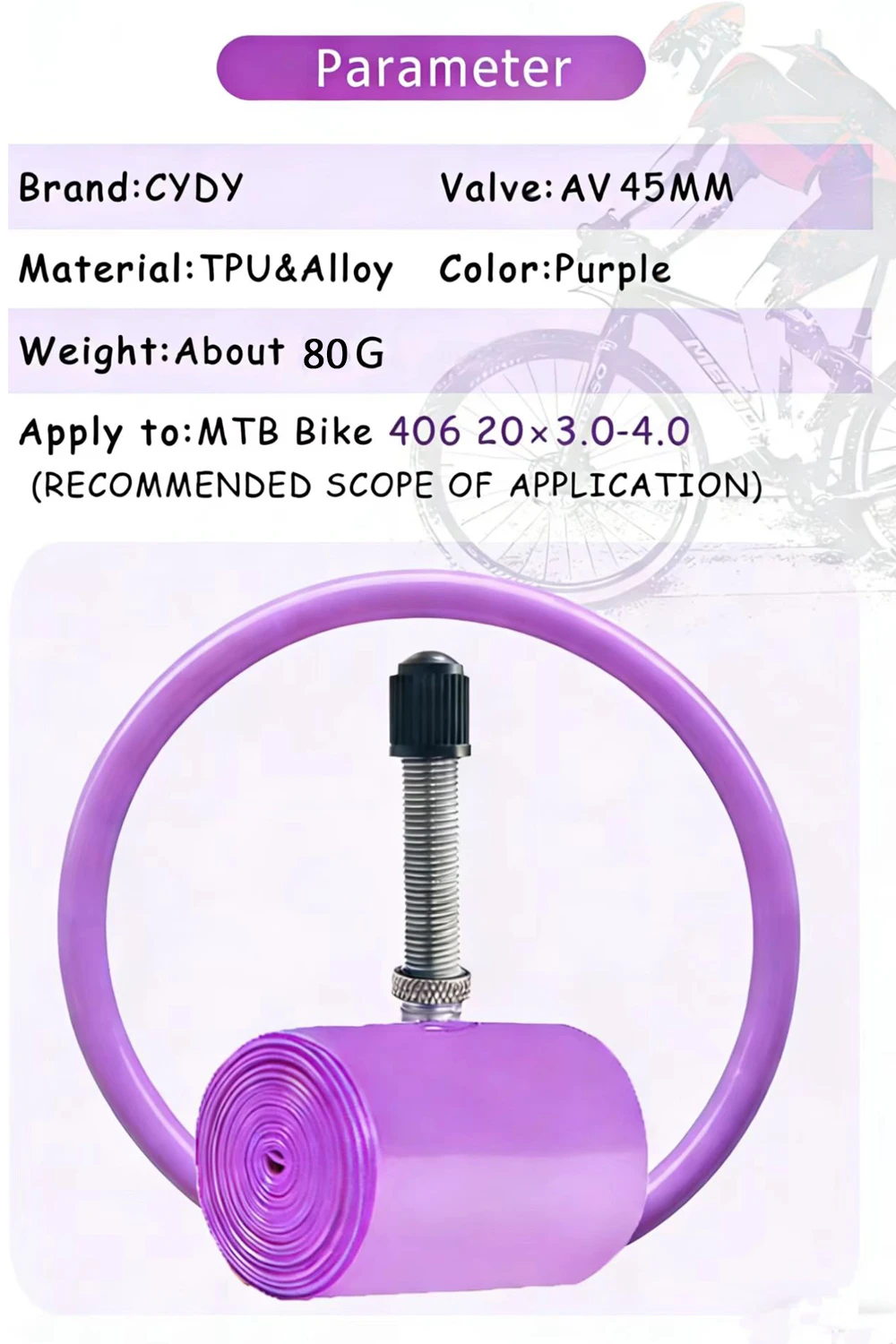 CYDY TPU Schneemobil- und Fahrradschlauchkamera 406 20x3.0 3.5 3.8 4.0 Zoll MTB Fahrradreifen Pneu 20er Fahrradkomponenten – Detail 4