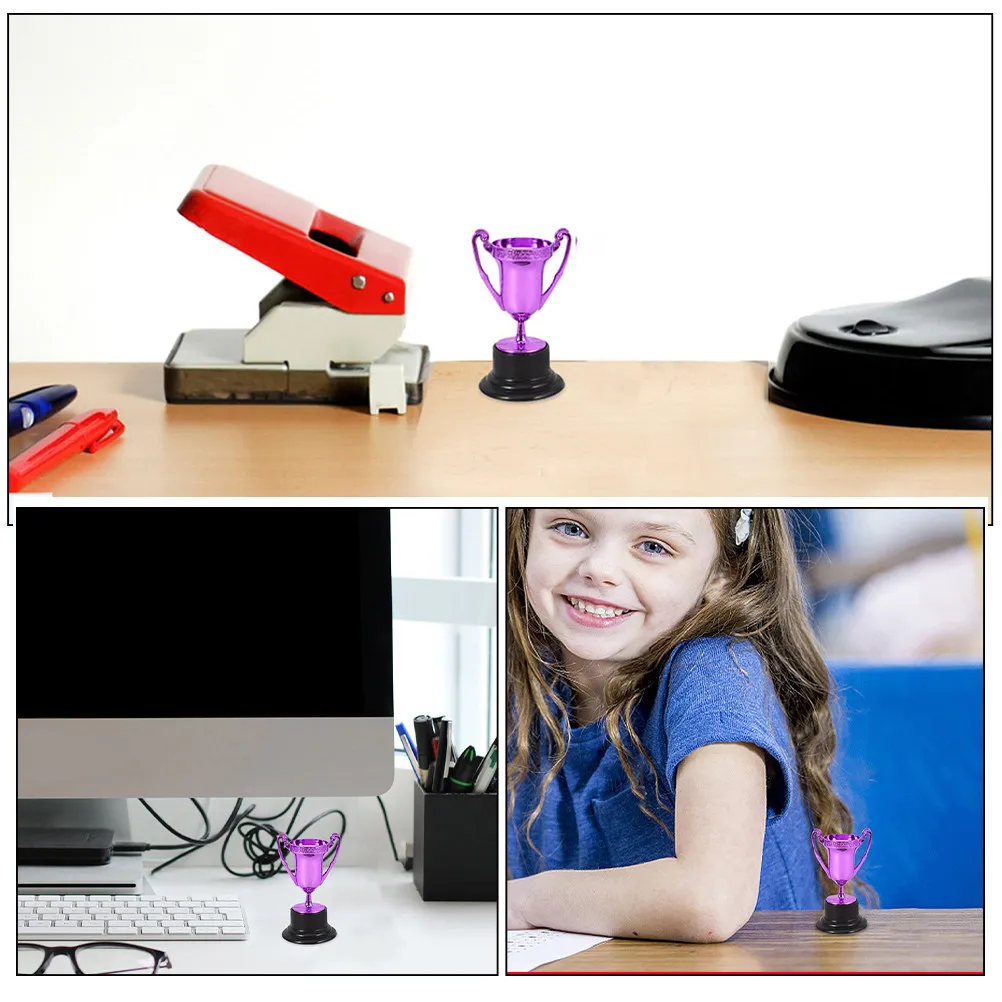 2Pcs Award Trophy Decor Mini Plastic Trophies for Sports Events Birthday Party Celebration Competition Winner Award