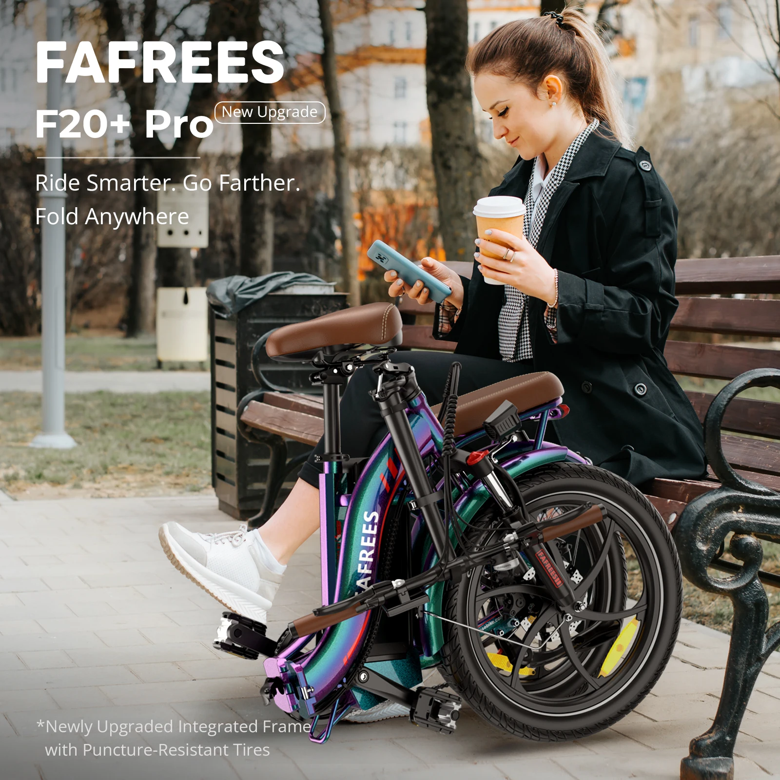 Fafrees F20+ Pro Faltbares Elektrofahrrad 250W mit 36V 25Ah Abnehmbarer Akku, 20 x 3,0 Zoll E-Bike Mountainbike für Erwachsene, 25km/h und 95-120km Reichweite – Detail 1
