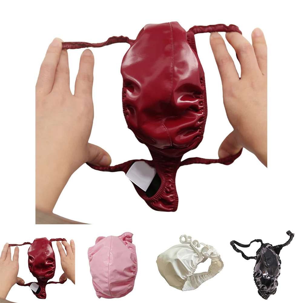 

Men's T-Back Faux Leather Style Briefs Glossy Latex Sexy Jockstrap Carapace Underwear U Bulge Soft String Thongs