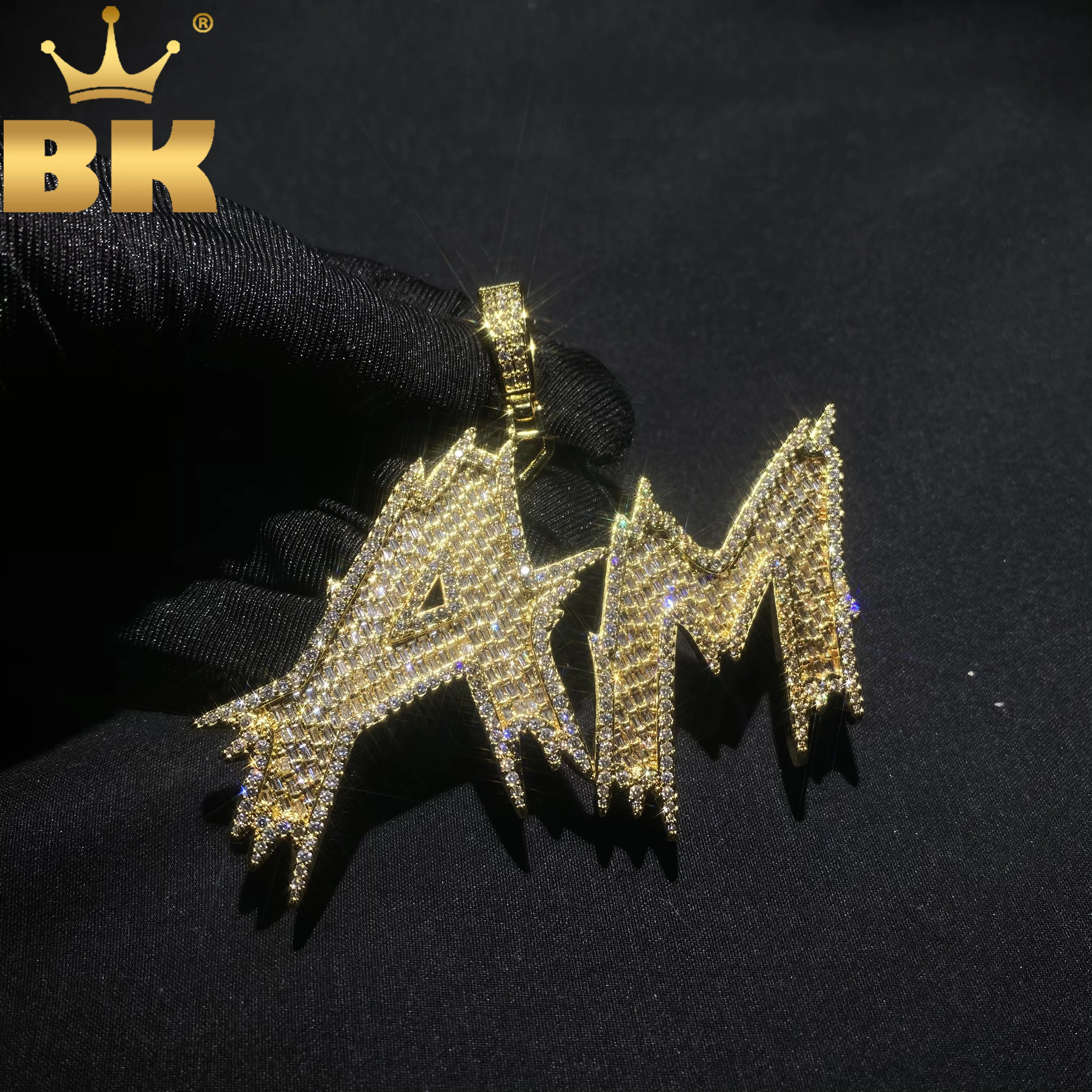 TBTK Custom Thorns Cursive Letters Nameplate Iced Out Cubic Zirconia Numbers Name Pendant Necklace Hiphop Punk Jewelry