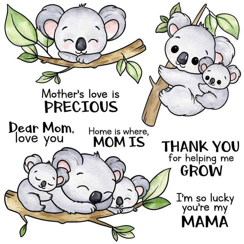 Cute Cartoon Koala Cutting Dies Clear Stamps DIY Scrapbooking Supplies Metal Dies Silicone Stamps For Cards Albums