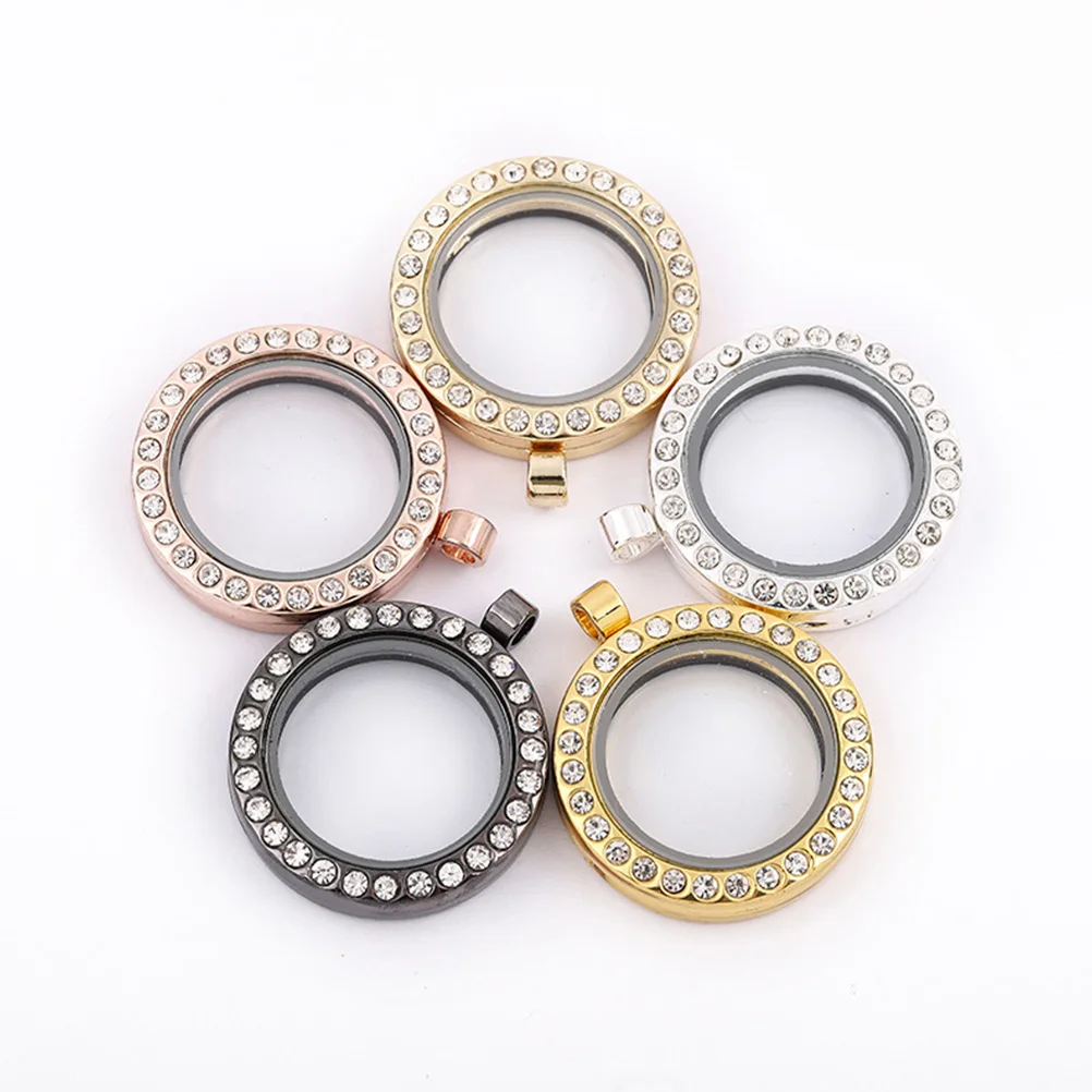 

4pcs Round Alloy Photo Charms Rhinestone Bezel Locket Commemorative Pendant For Necklaces Bracelets Jewelry Picture Frame