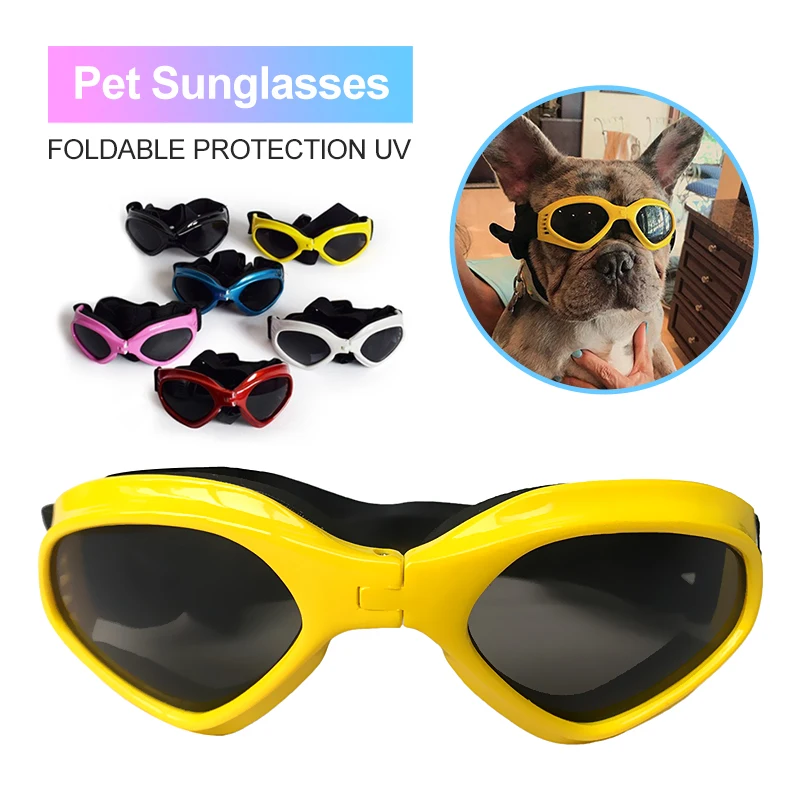 Heart-Shaped Sunglasses For Dog Adjustable Webbing Fashion Foldable   Pet Ski Goggles Protection UV Dogs EyeWear Pets Products