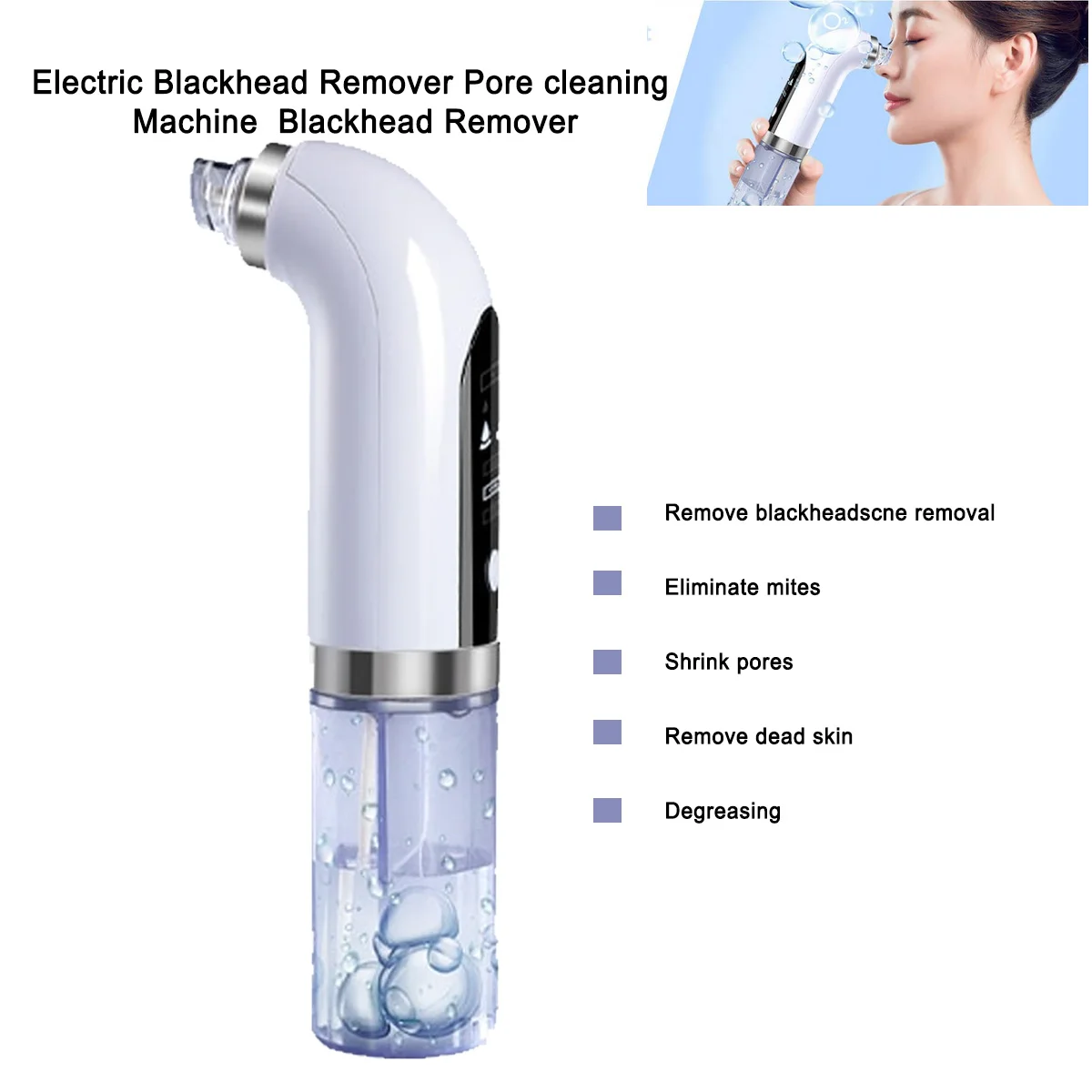 Aspirador de poros eliminador de espinillas, máquina de limpieza Facial eléctrica de microburbujas pequeñas, dispositivo de belleza recargable por USB