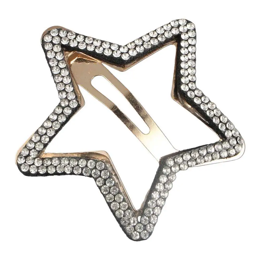 

Элегантный геометрический зажим со стразами и звездами BB \ Металлический зажим Y2k со звездой Боковой зажим Корейский стиль Полая заколка для волос Вечеринка