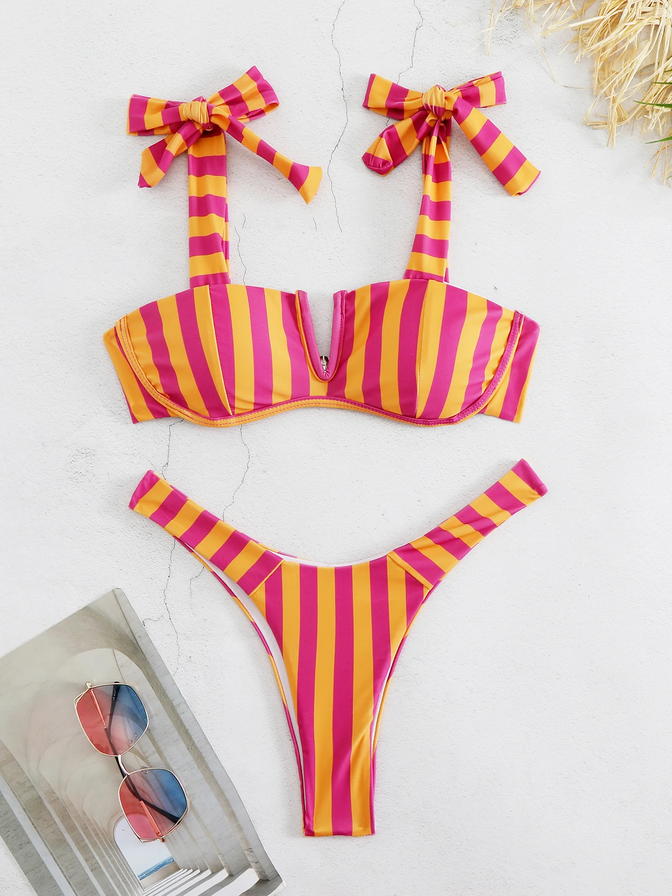 Women's Zebra Bikini Set, Striped Lace Thong, Swimsuit, Push Up, Triangle, Female Swimwear, Beachwear, Bathing Suit, New, 2024