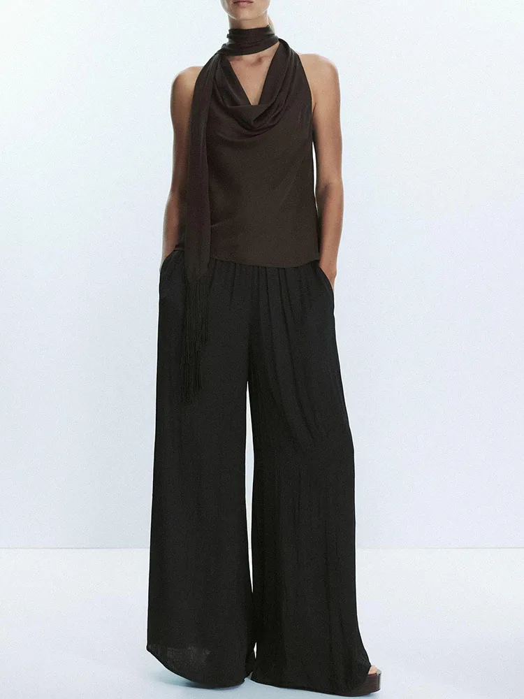 

New Women's Silk Satin Ne Hanging Braid Decoration Top Versatile Autumn Faion Trendy Stage Performance Ethnic Wear