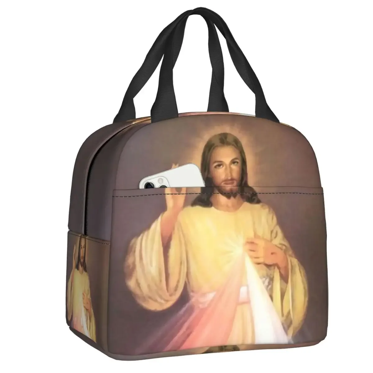 Divine Mercy Jesus Cooler Thermal Insulated Lunch Bag Women Portable Lunch Box for Outdoor Camping Travel Picnic Food Tote Bags