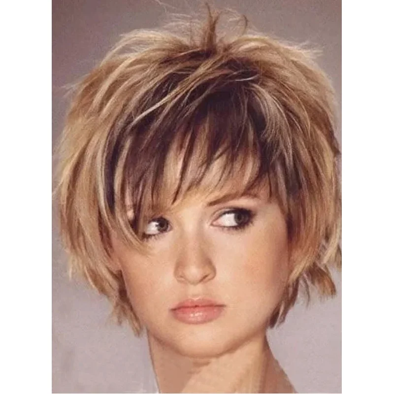 Hair New Fashion Women's Short Brown Layered Bob Straight Wigs 10 In