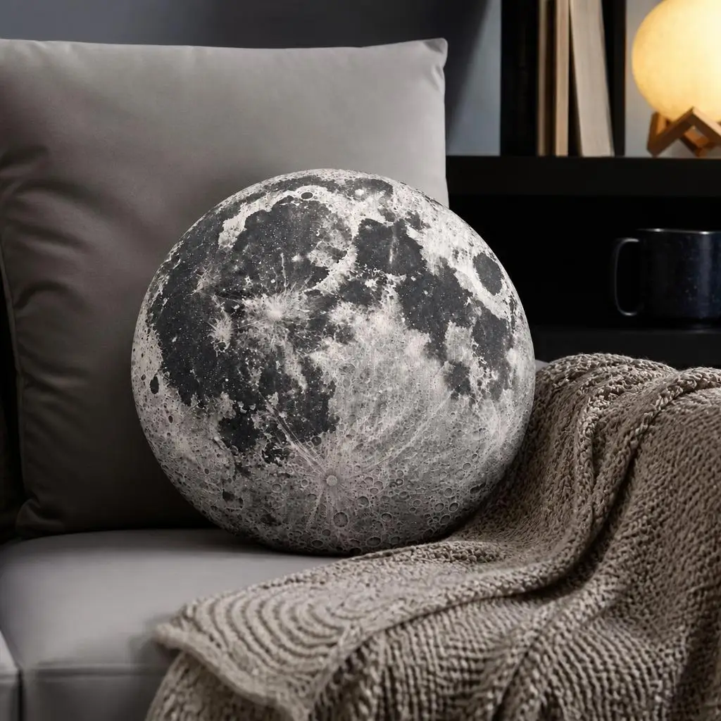Monochrome Full Moon Shaped Pillow Cushion Irregular Stuffed Throw Pillow for Sofa Home Decoration Gift