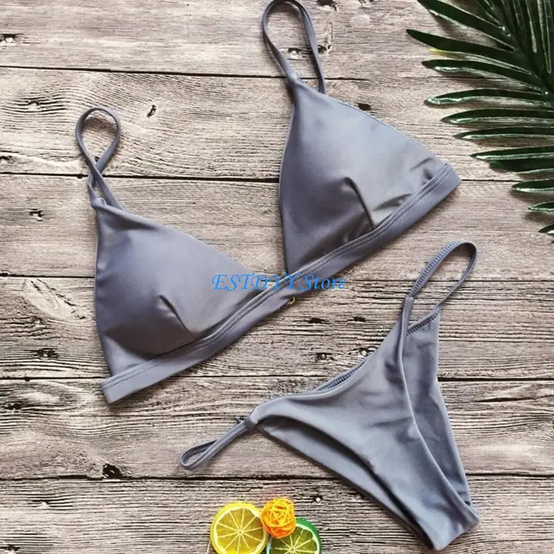 

G6DE Summer Sexy Women Push Up Set Color Spaghetti Straps Bathing Suit