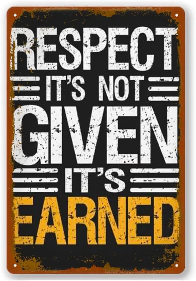 Respect It'S Not Given It'S Earned Vintage Tin Sign Wall Decor For Wall Art Pub Bar Decor Coffee Cup Signs Size 8 X 12 I