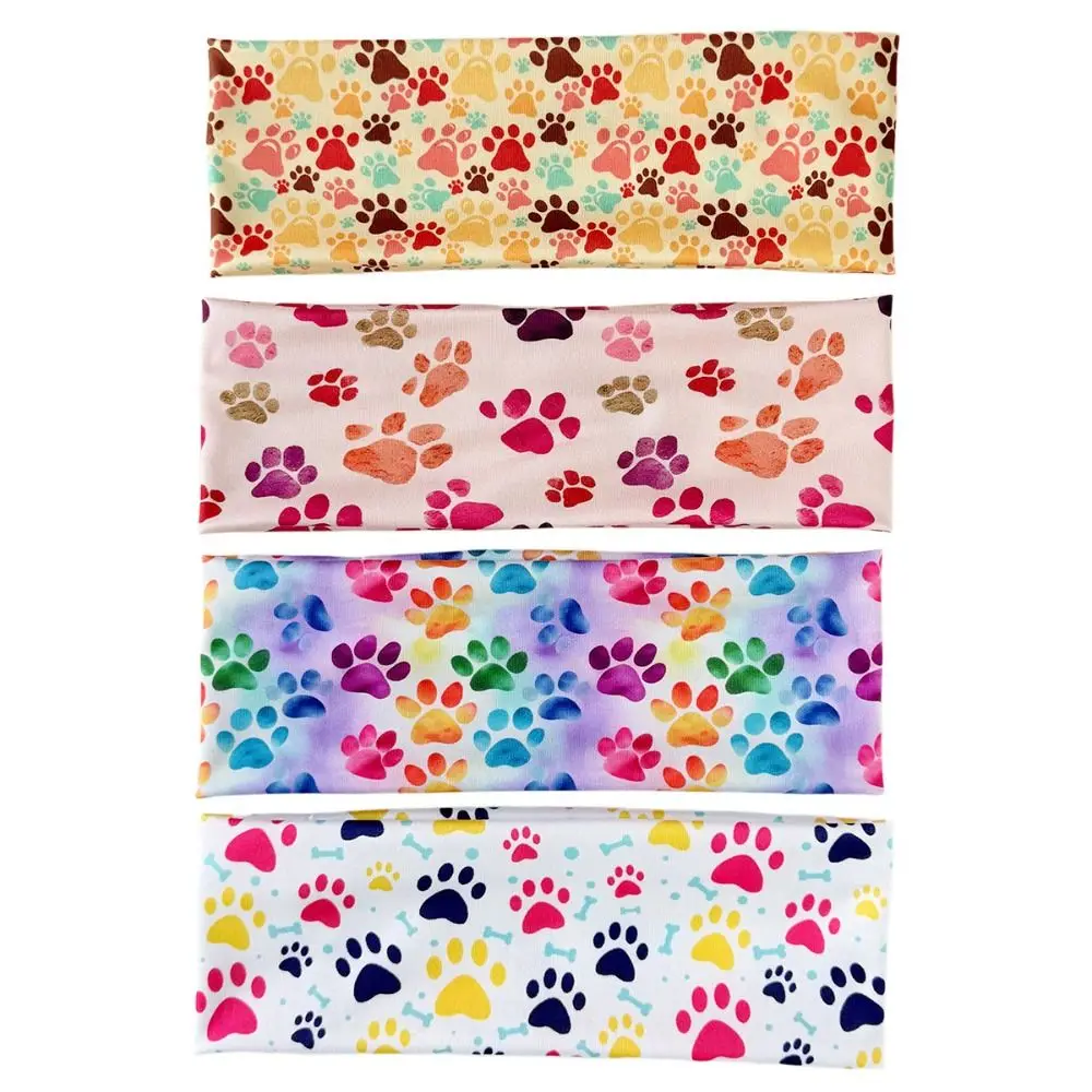 Durable Paw Print Yoga Headband Sweat-absorbent Elastic Sport Hairband Soft Hair Accessories Makeup Headband Daily Use