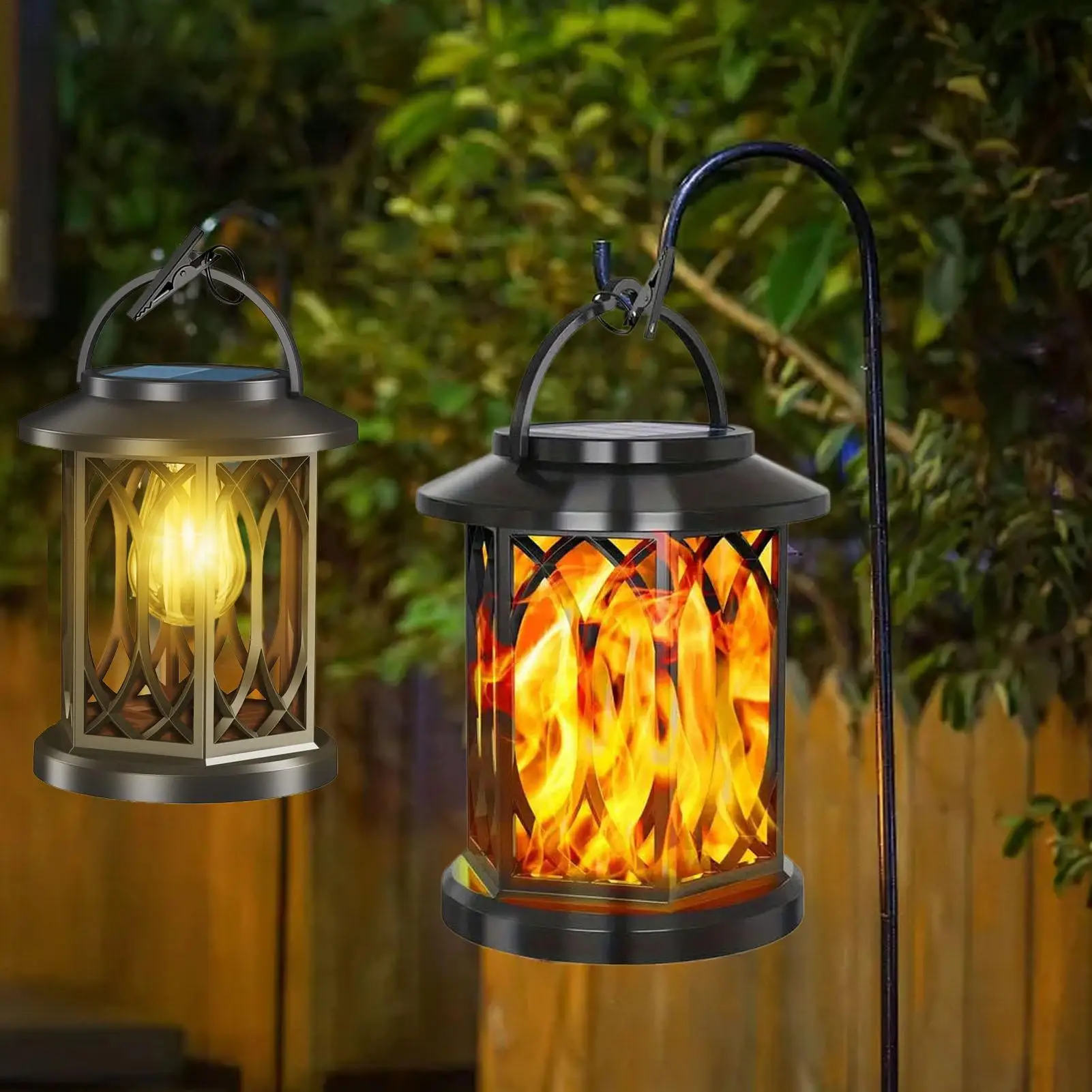 Solar Lanterns Outdoor Pathway Water Proof Lamp Hangable Weather Resistant Lanterns For Backyard Walkway Driveway Balcony Fence