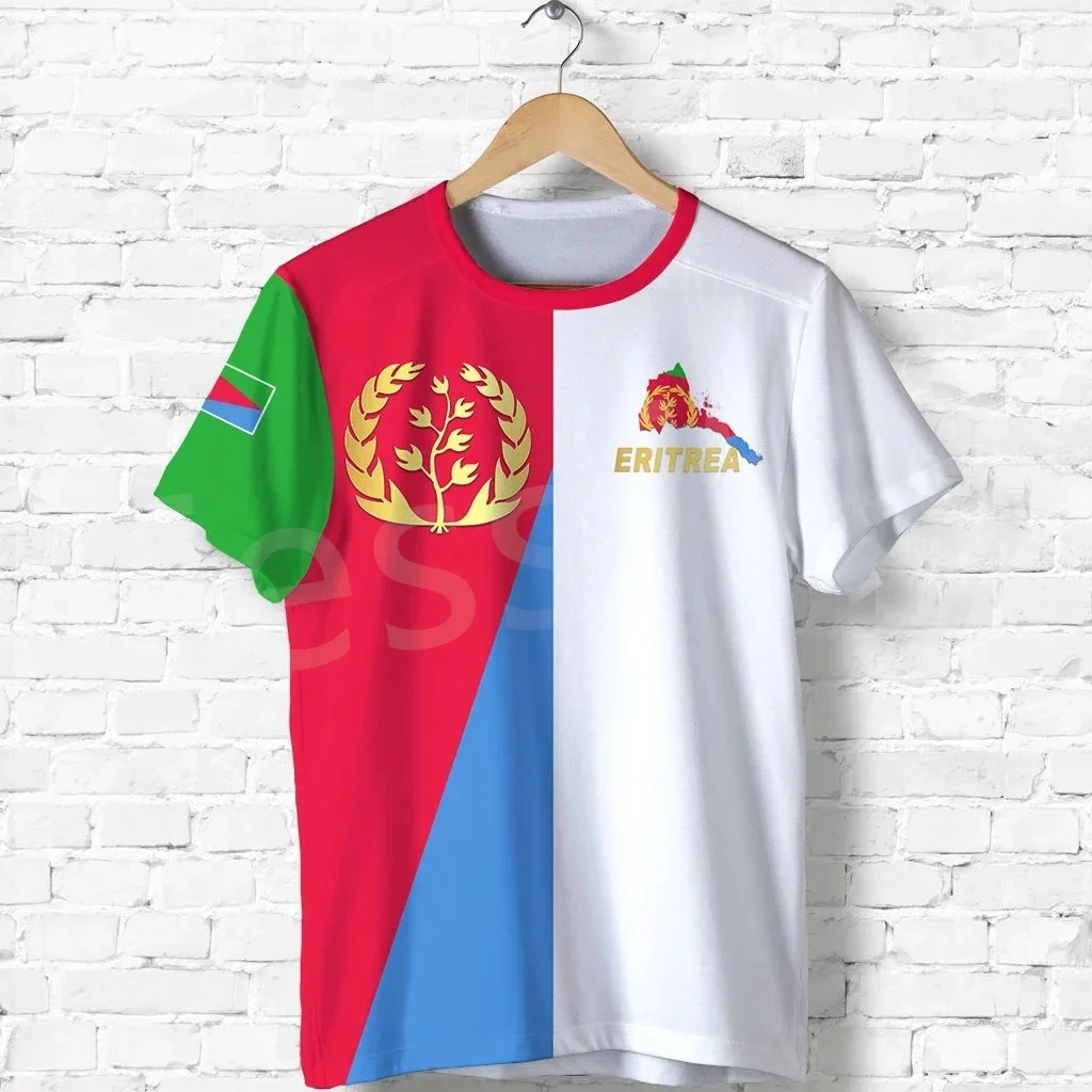 Tessffel Africa Country Eritrea Lion Colorful Retro 3DPrint Men/Women Summer Casual Funny Short Sleeves T-Shirts Streetwear A4