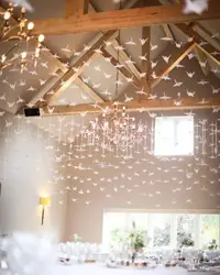White Premade Origami Paper Cranes Garlands For Wedding Party Origami Doves For Valentine's Day Engagement Party Decorations