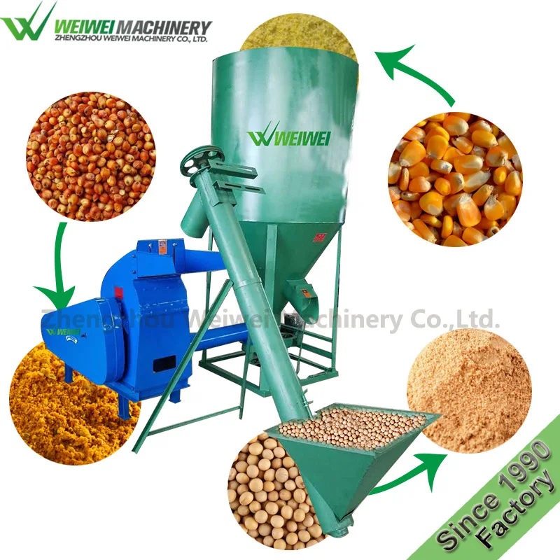 Weiwei cheap price pig/sheep/chicken/cow/poultry feed mixer feed crushing machine