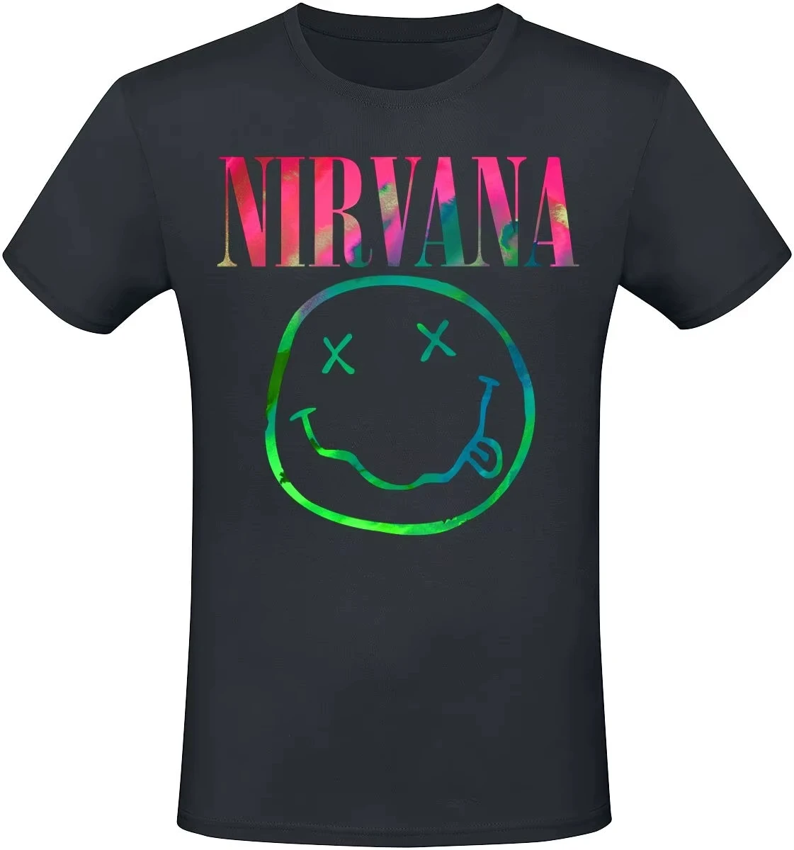 Nirvana Band Buntes Smiley Face T-Shirt, Unisex, Heavy Metal, Retro Band, Rock, Street, Hip-Hop-Enthusiasten-T-Shirt