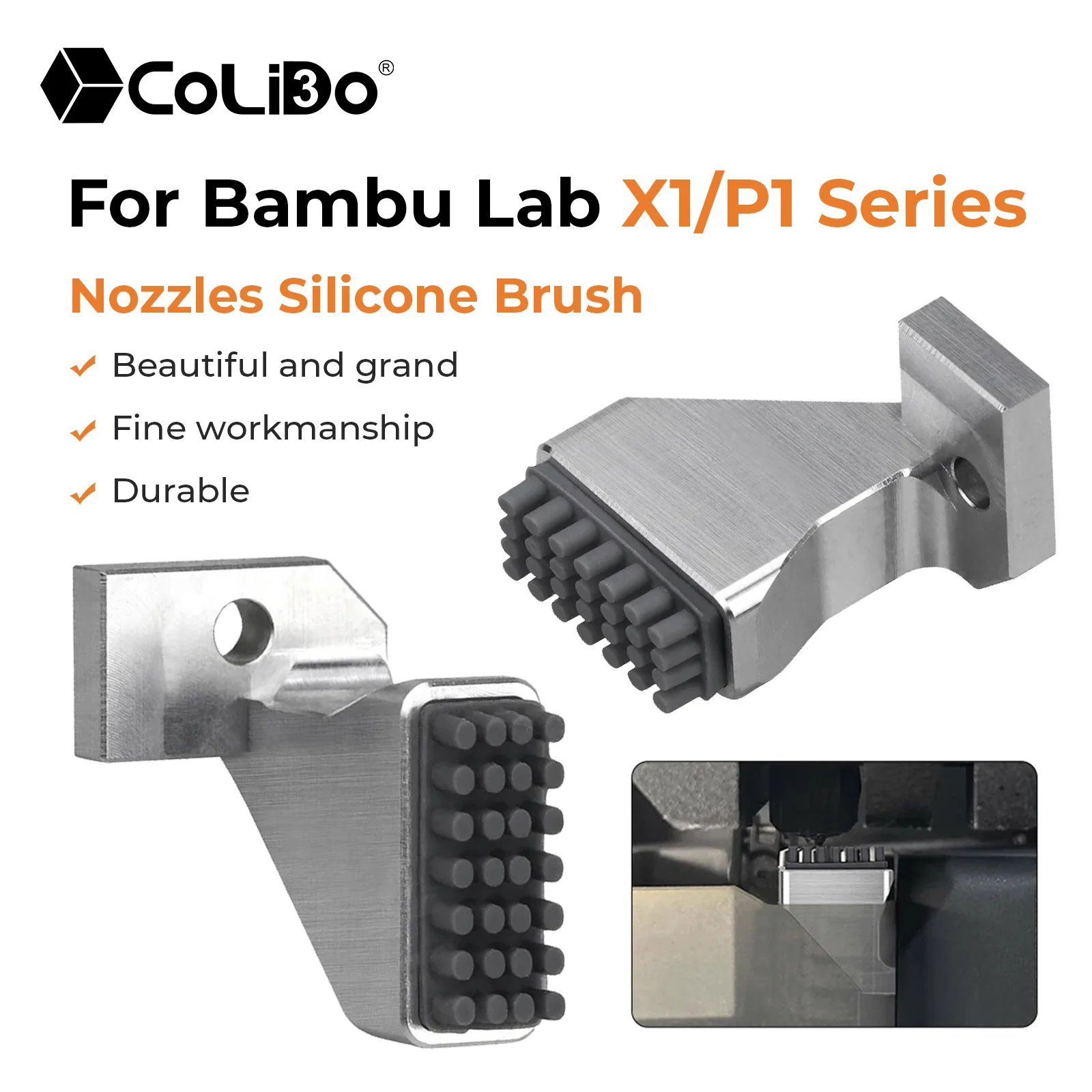 For Bambu Lab X1 P1 Series Nozzle Wiper Mounted Scrubbers Silicone Brush Print Head Cleaner Printer Head Wiping 3D Printer Part
