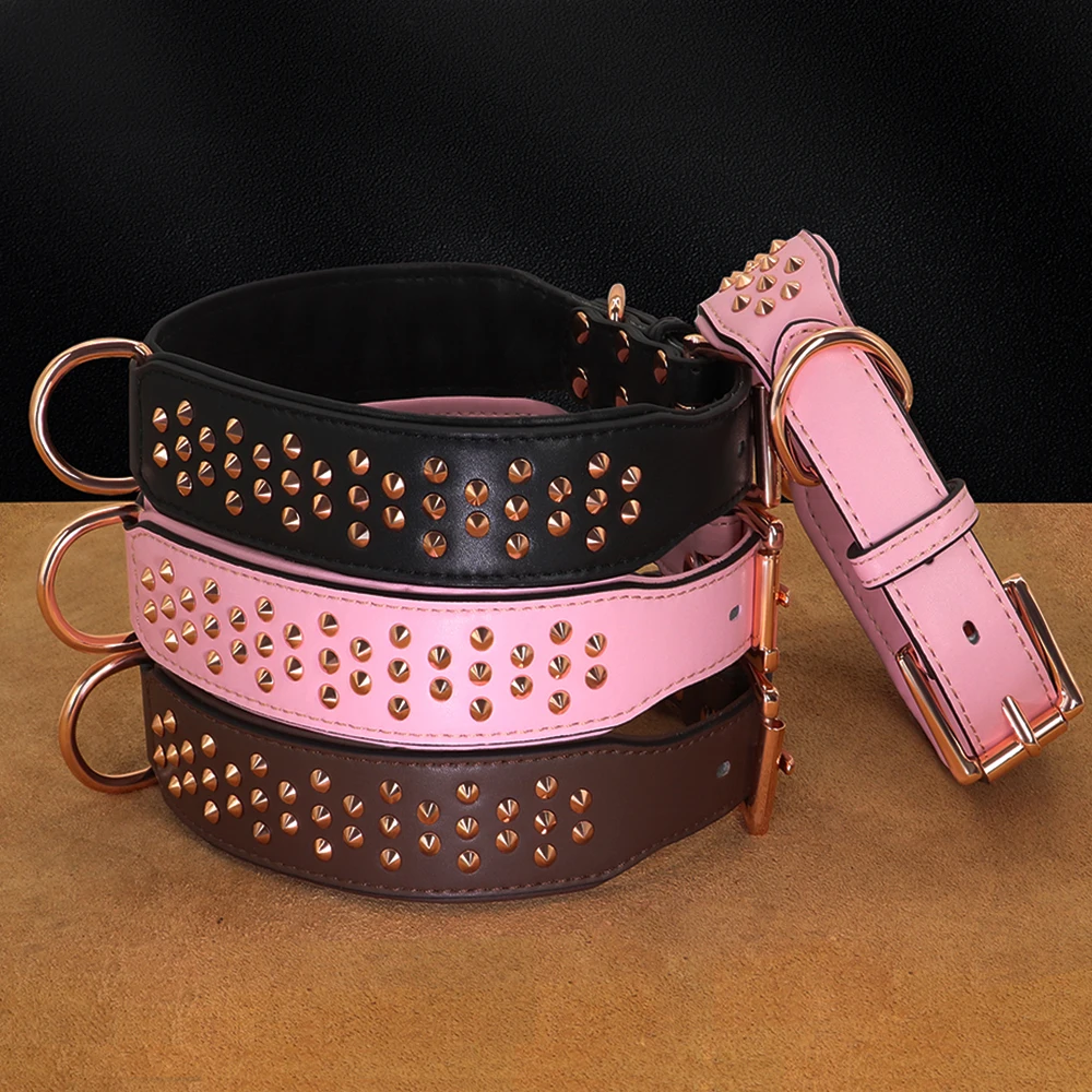 

Adjustable Dog Leather Collar Cool Spikes Dogs Collars Metal Rivet Pet Accessory Durable for Show Play Medium Large Dogs Pitbull